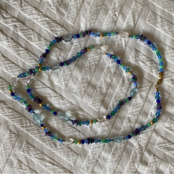 Diane Von Furstenberg Jewelry - DVF 48” necklace - blue green purple and gold long lightweight necklace